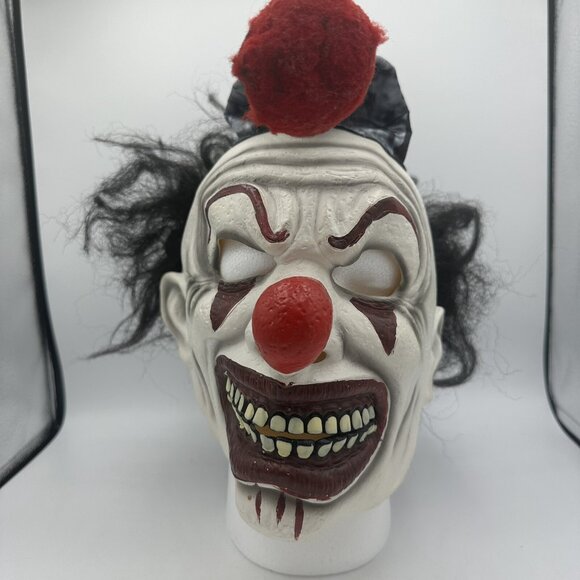 Clown Mask Creepy with Hair and Hat Costume Adult Halloween Scary Horror - Picture 2 of 8